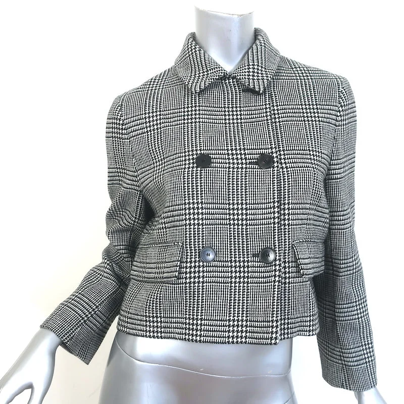 Christian Dior Double Breasted Jacket Black/White Houndstooth Wool Size US 6