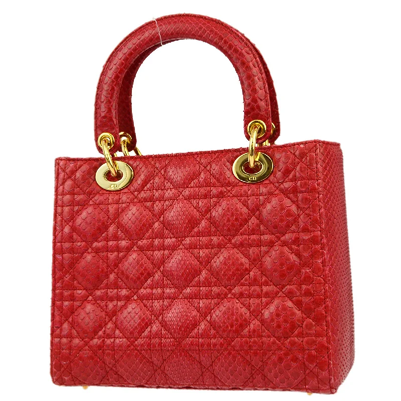 Christian Dior * Red Python Lady Dior Cannage Handbag