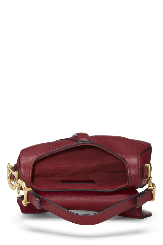 Dior,  Burgundy Calfskin Saddle Bag Mini, Burgundy