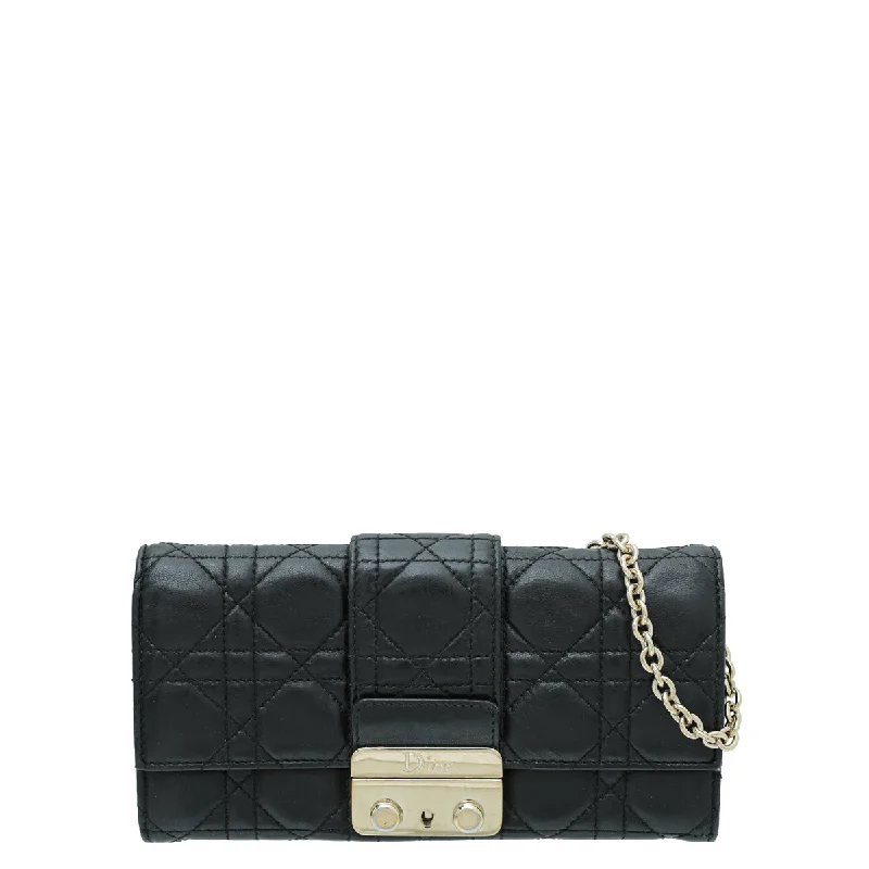 Christian Dior Black Miss Dior Cannage Chain Wallet