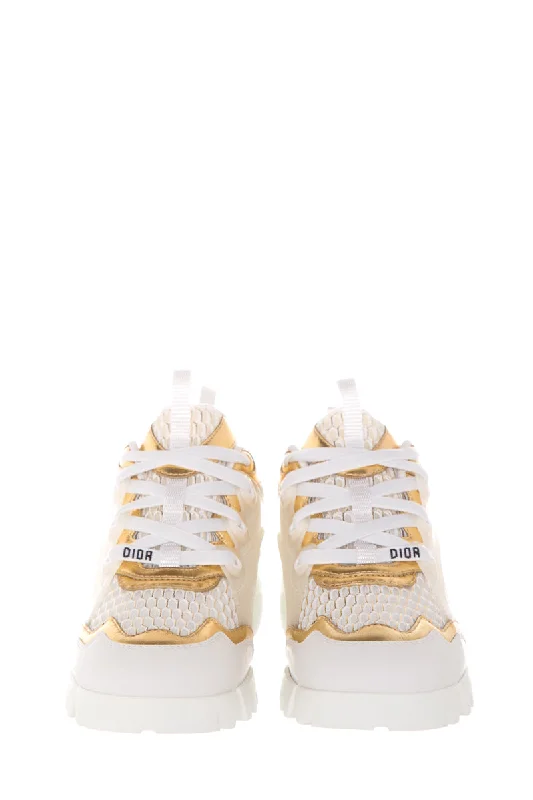 Christian Dior White & Gold D-Connect Sneakers SZ 35