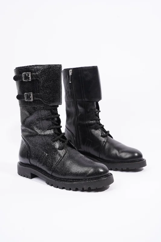 Christian Dior Womens Leather Biker Boots Black EU 40 / UK 7