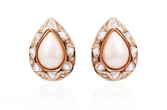 1990s Christian Dior Crystal and Pearl Tear Drop Earrings