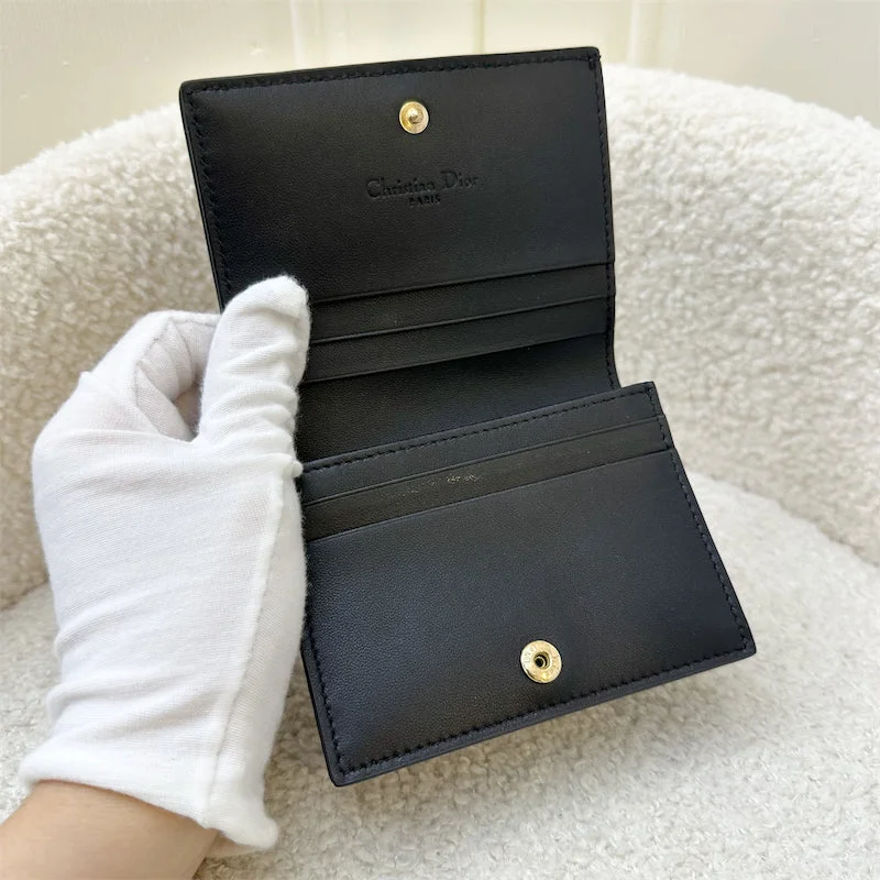 Dior Lady Dior Mini Wallet / Card Holder in Black Lambskin and LGHW