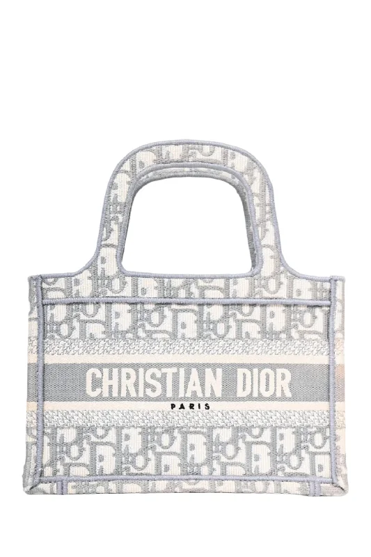 Christian Dior 2020 Grey/White Oblique Canvas Mini Book Tote