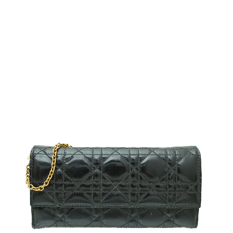 Christian Dior Black Lady Dior Chain Wallet