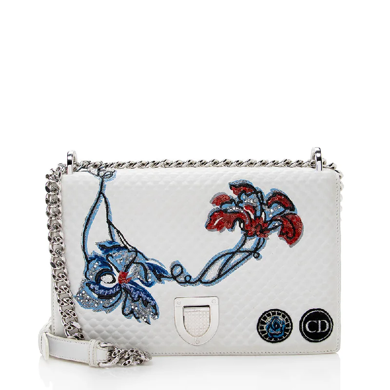 Dior Leather Embroidered Diorama Flap Shoulder Bag (SHF-17631)