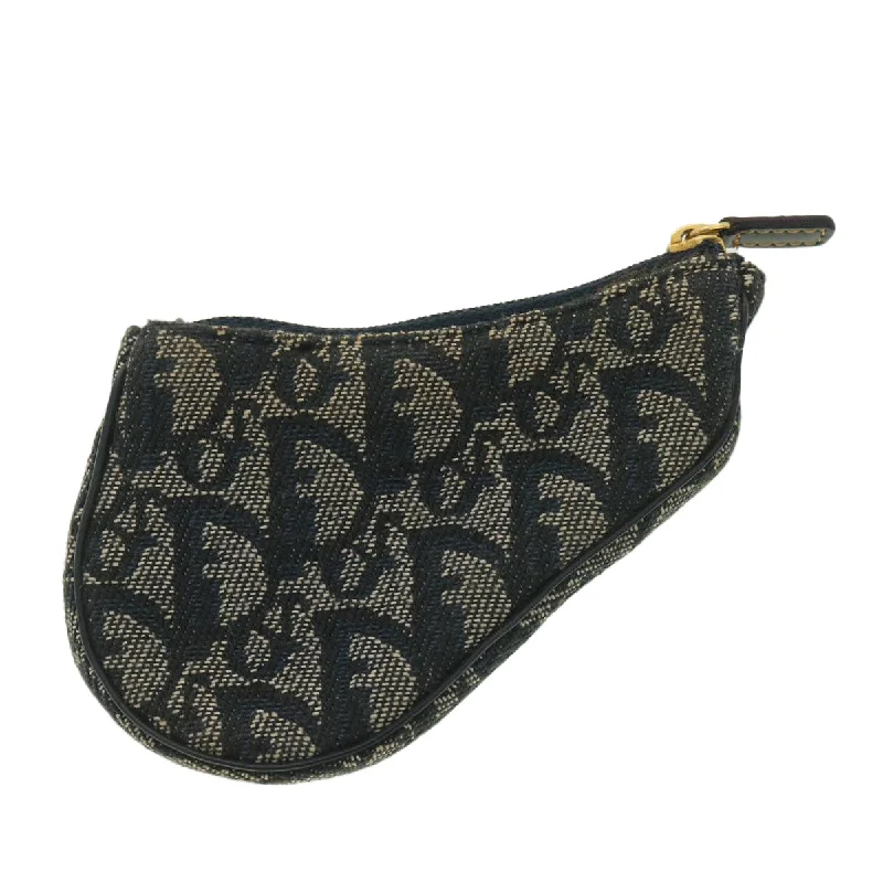 CHRISTIAN DIOR Trotter Canvas Saddle Coin Purse Coin Purse Blue  36214